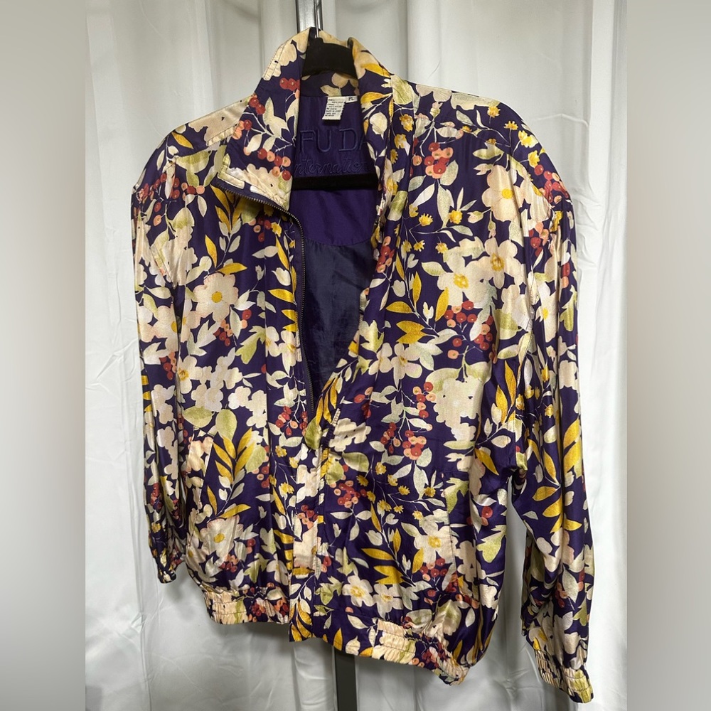 Beautiful Purple Mix “ Fuda” Silk Bomber Jacket